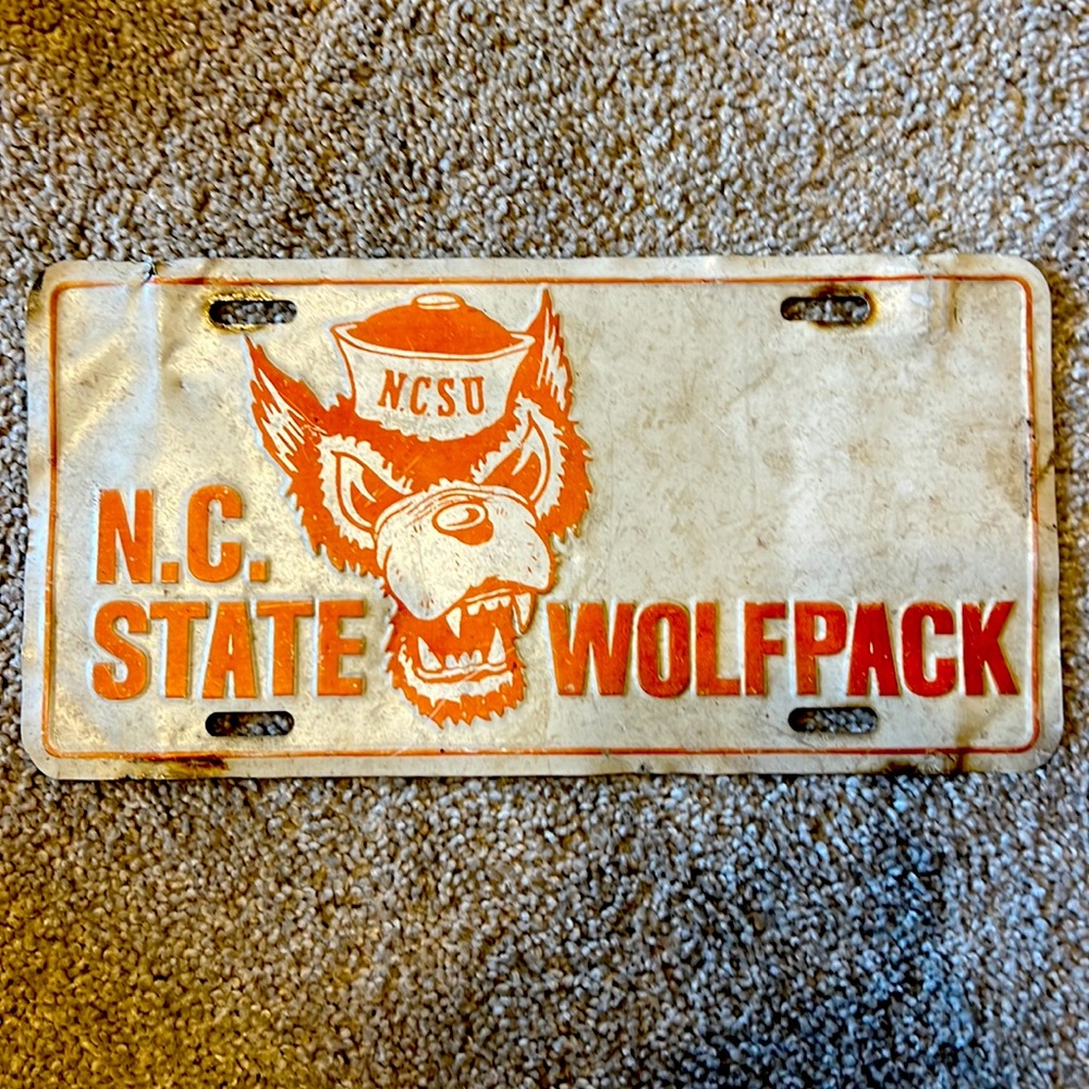 Vintage NC State Wolfpack license plate